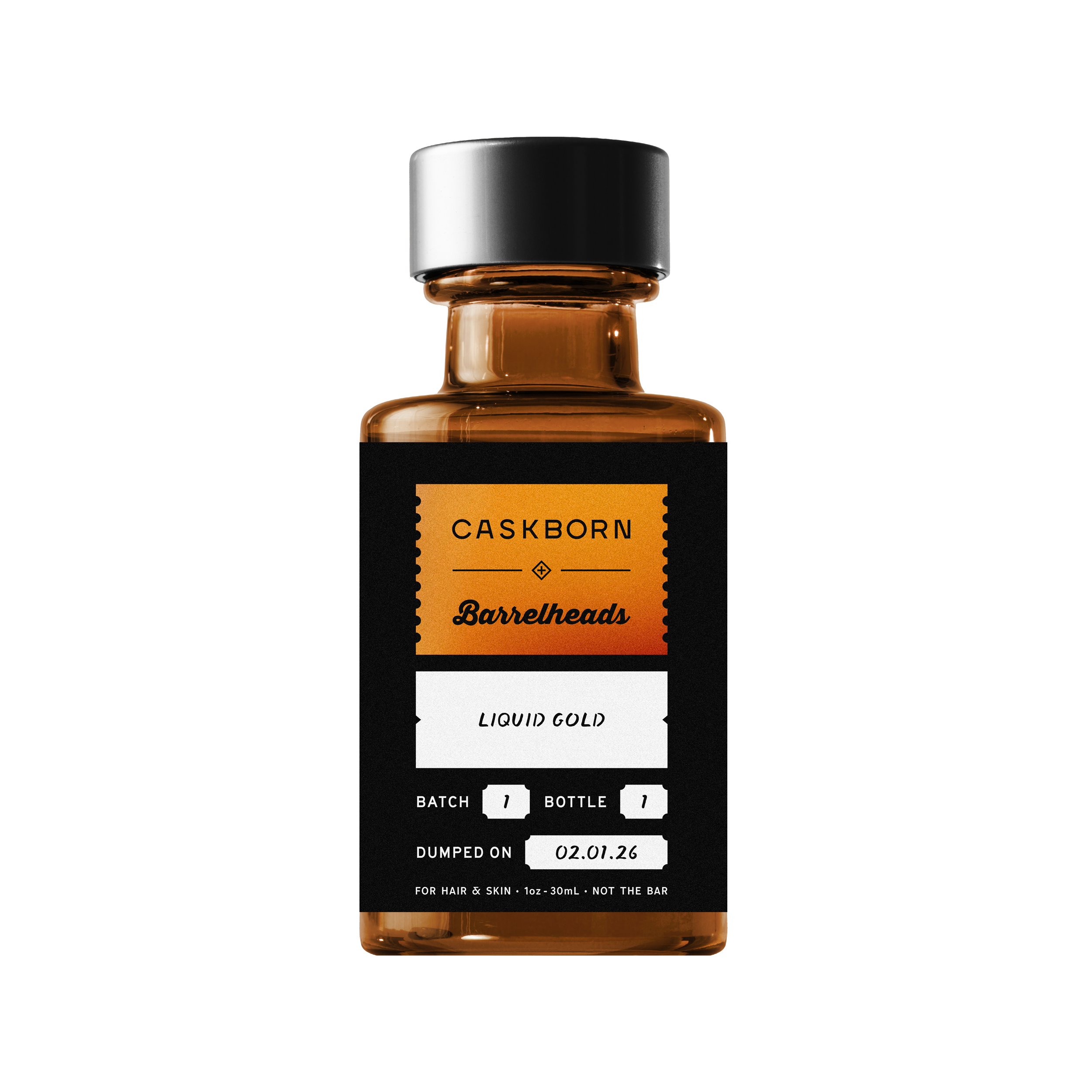 Caskborn beard, hair, and skin oil made using Barrelheads' Liquid Gold