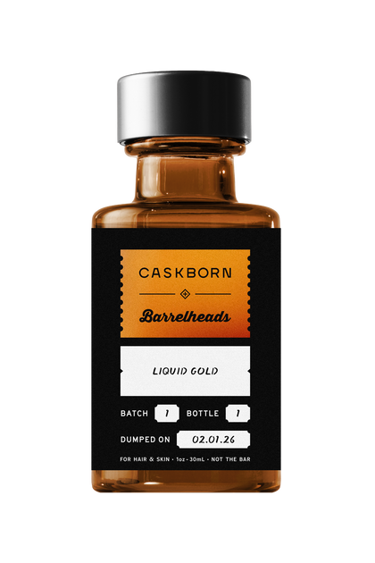 Caskborn beard, hair, and skin oil made using Barrelheads' Liquid Gold